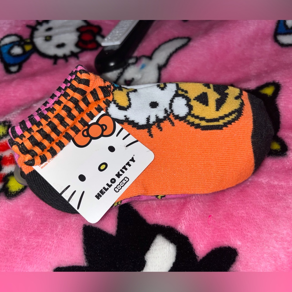 Hello Kitty Orange & Black Halloween Ankle Socks